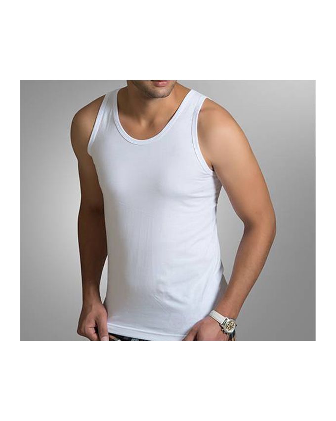 زیرپوش مردانه پنبه ای سفید مدل یقه رکابی