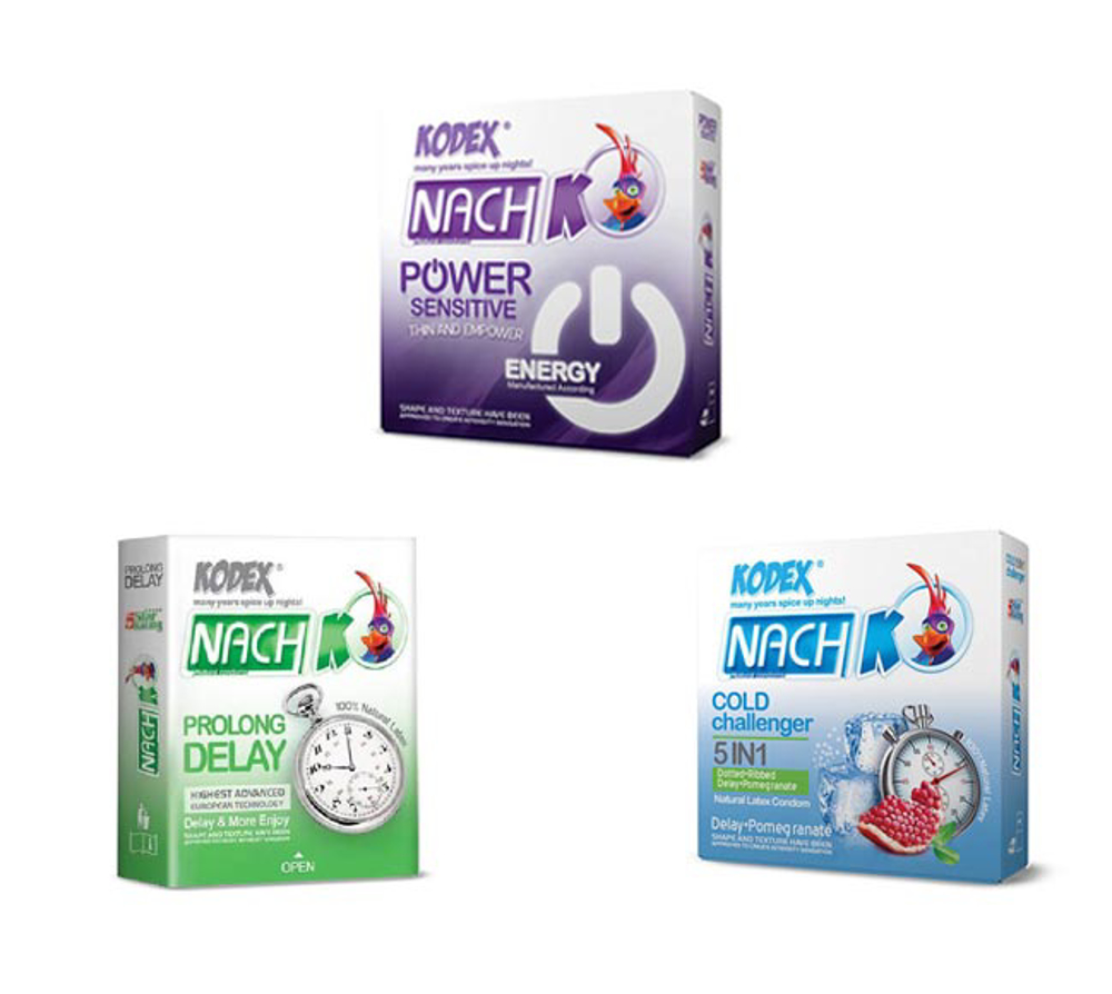 پک سه تایی کاندوم NACH KODEX PowerProlong DelayCold 3In1