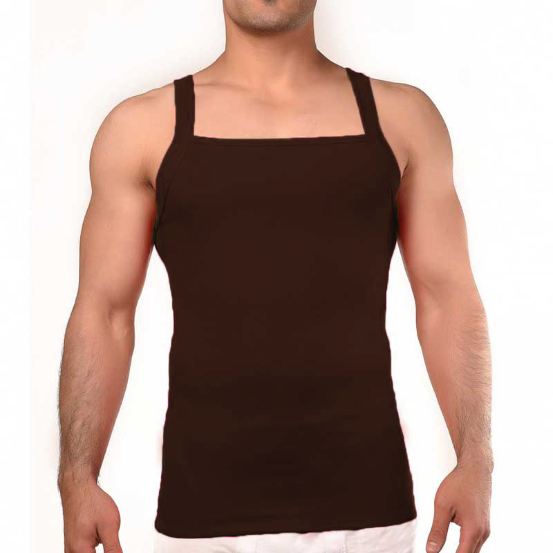 زیرپوش مردانه پنبه ای قهوه ای مدل یقه خشتی