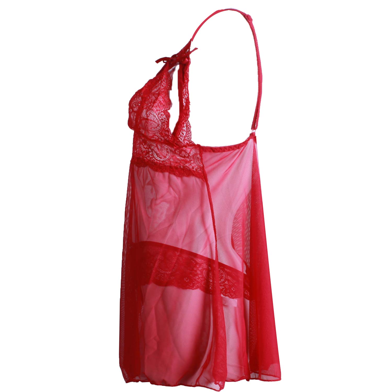 لباس خواب زنانه سایز بزرگ توری قرمز