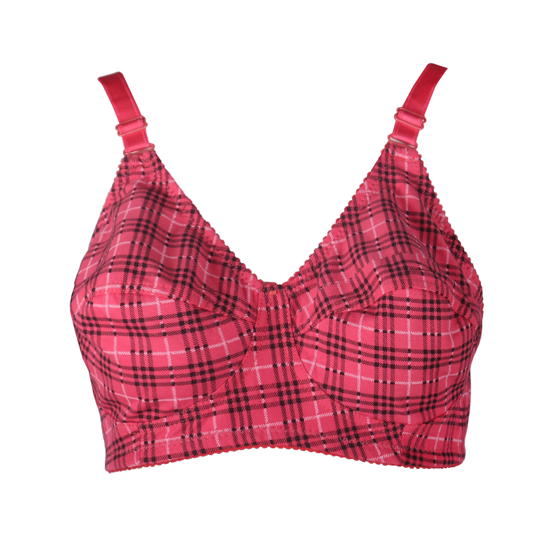 سوتین زنانه مدل بدون فنر طرح چهارخانه