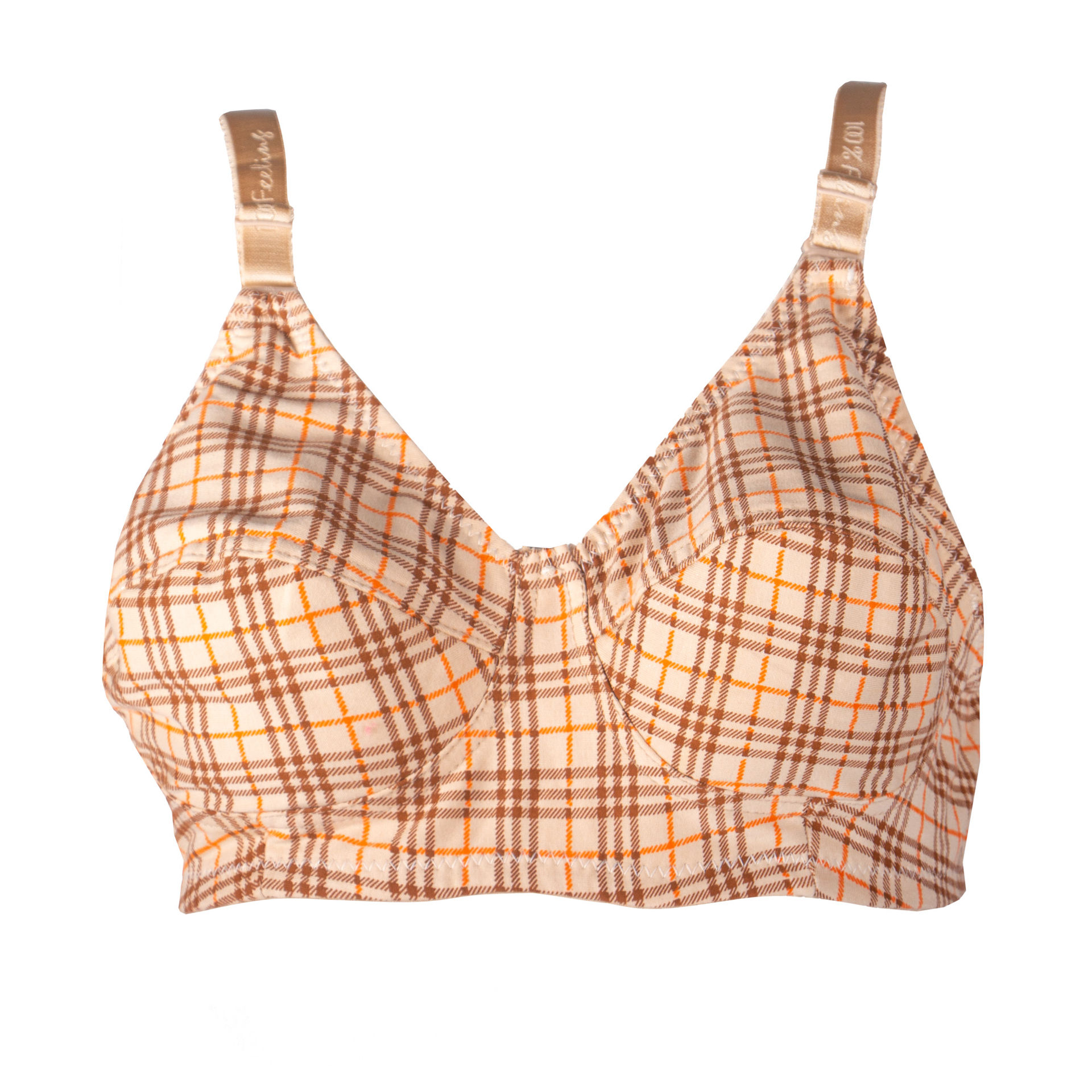 سوتین زنانه مدل بدون فنر طرح چهارخانه