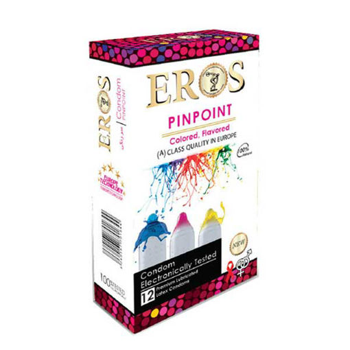 کاندوم سر رنگی 12 عددی مدل  PinPoint برند EROS
