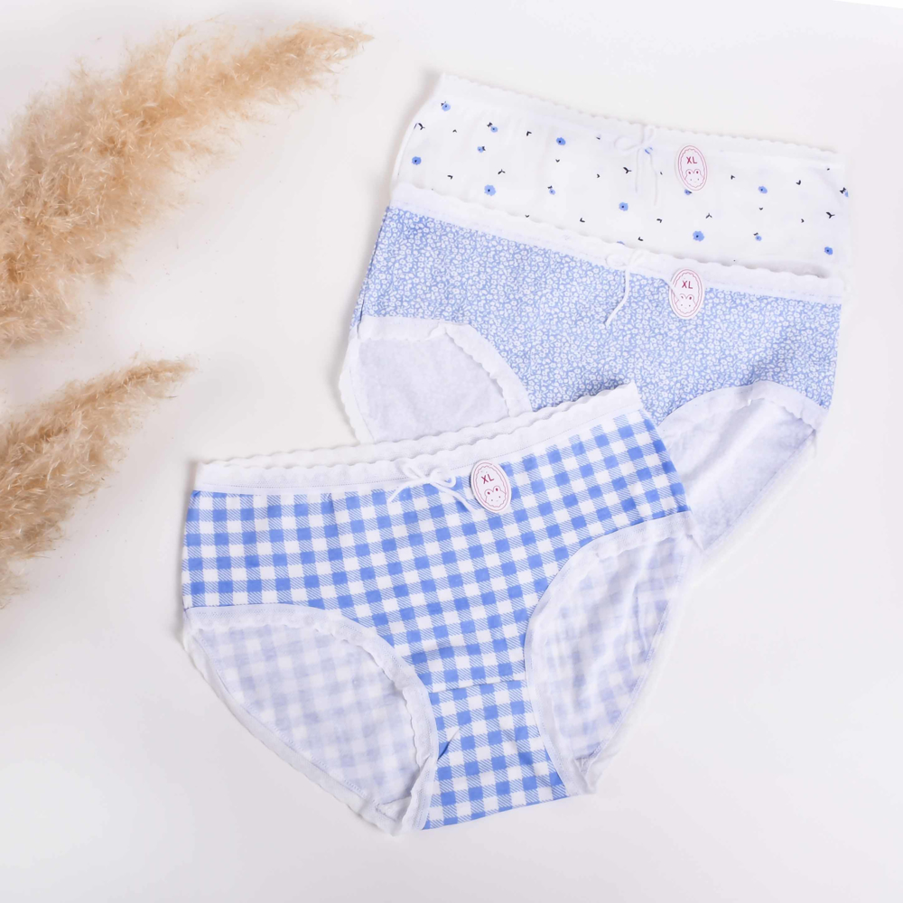 شورت اسلیپ زنانه نخی رنگ و طرح شانسی بسته 4 عددی