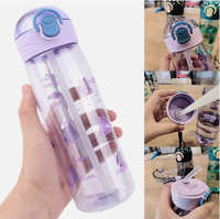 قمقمه کودک نی دار، بند دار، ضامن دار و بدون چکه حجم 580ml کد O37-2109