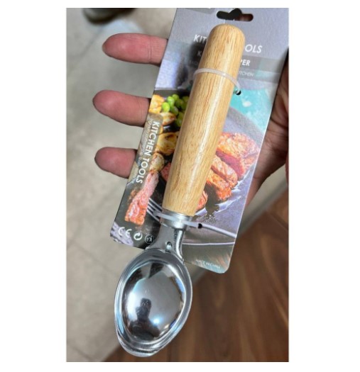 اسکوپ بستنی استیل دسته چوبی