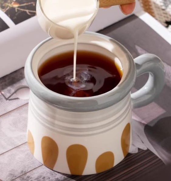 ماگ سرامیکی در دار طرح گلدان UL cup همراه قاشق حجم 500ml کد 906