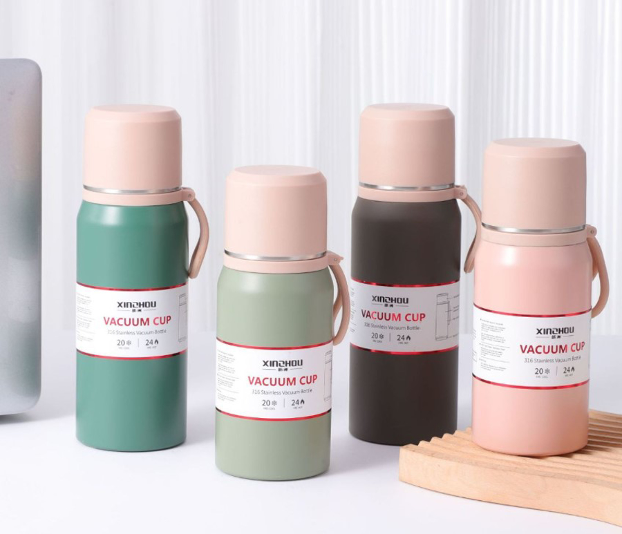 فلاسک و تراول ماگ وکیوم کاپ استیل 316 گرم و سرد بند سیلیکونی حجم 500ml کد 0060-7763