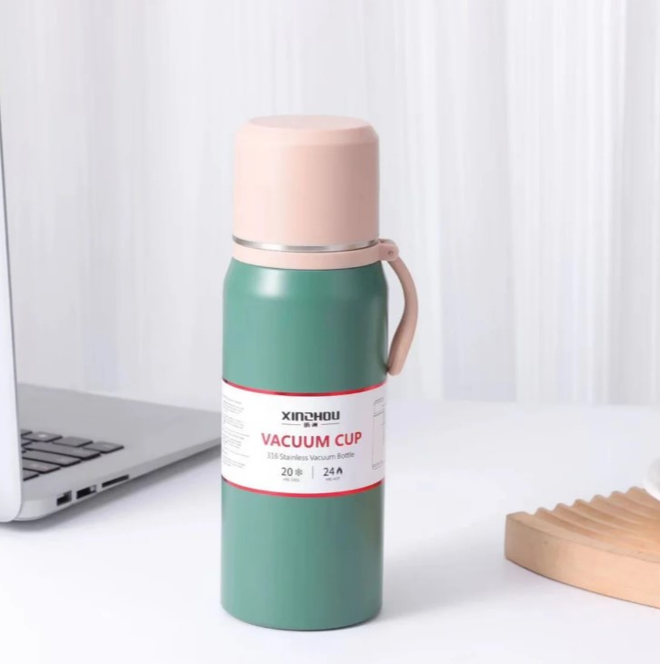 فلاسک و تراول ماگ وکیوم کاپ استیل 316 گرم و سرد بند سیلیکونی حجم 500ml کد 0060-7763