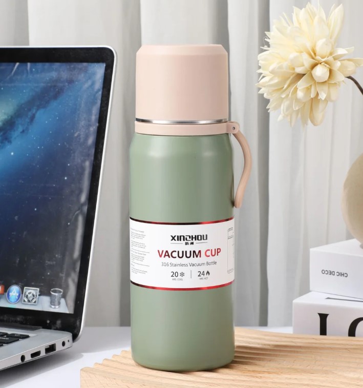 فلاسک و تراول ماگ وکیوم کاپ استیل 316 گرم و سرد بند سیلیکونی حجم 500ml کد 0060-7763