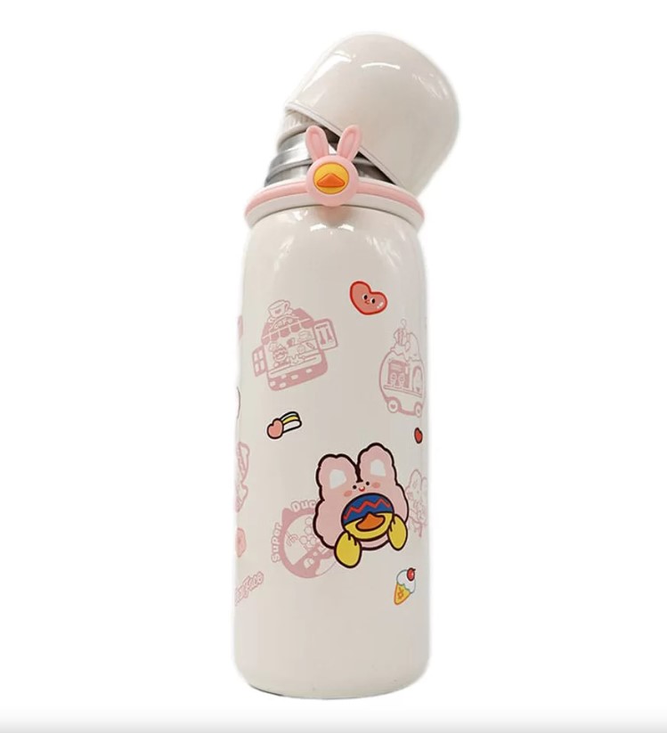 فلاسک و تراول ماگ فانتزی کودک وکیوم کاپ استیل 304 مدل براق حجم 500ml کد SFC690-O103
