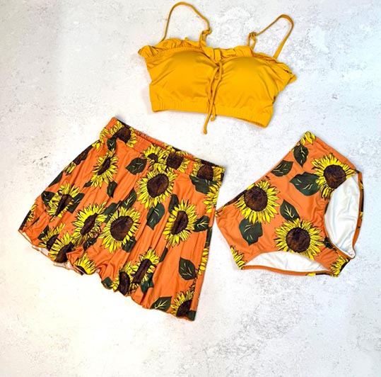 بیکینی 3 تکه Xiao Tao Swimsuit طرح آفتابگردان کد 18803