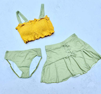 بیکینی 3 تکه Xiao Tao Swimsuit طرح چهارخانه کد 809