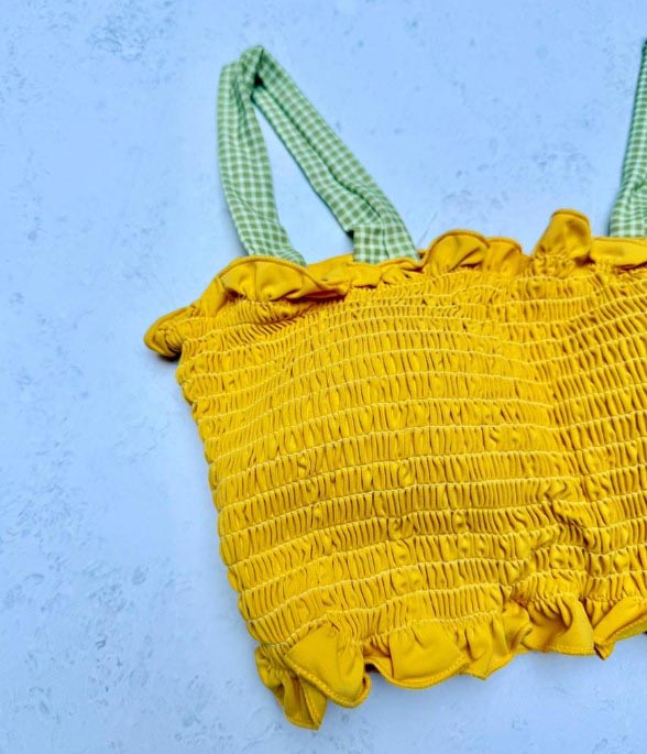 بیکینی 3 تکه Xiao Tao Swimsuit طرح چهارخانه کد 809