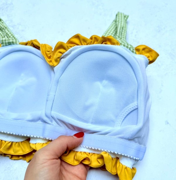 بیکینی 3 تکه Xiao Tao Swimsuit طرح چهارخانه کد 809