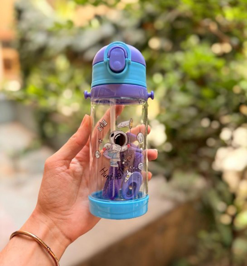 قمقمه کودک بیبی شارک سری سیلیکونی بنددار فاقد BPA حجم 450ml کد O4-673A