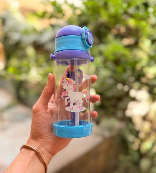 قمقمه کودک بیبی شارک سری سیلیکونی بنددار فاقد BPA حجم 450ml کد O4-673A
