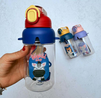 قمقمه کودک نی‌دار و بند دار فاقد BPA و درب قفل شونده حجم 650ml کد O33-2266