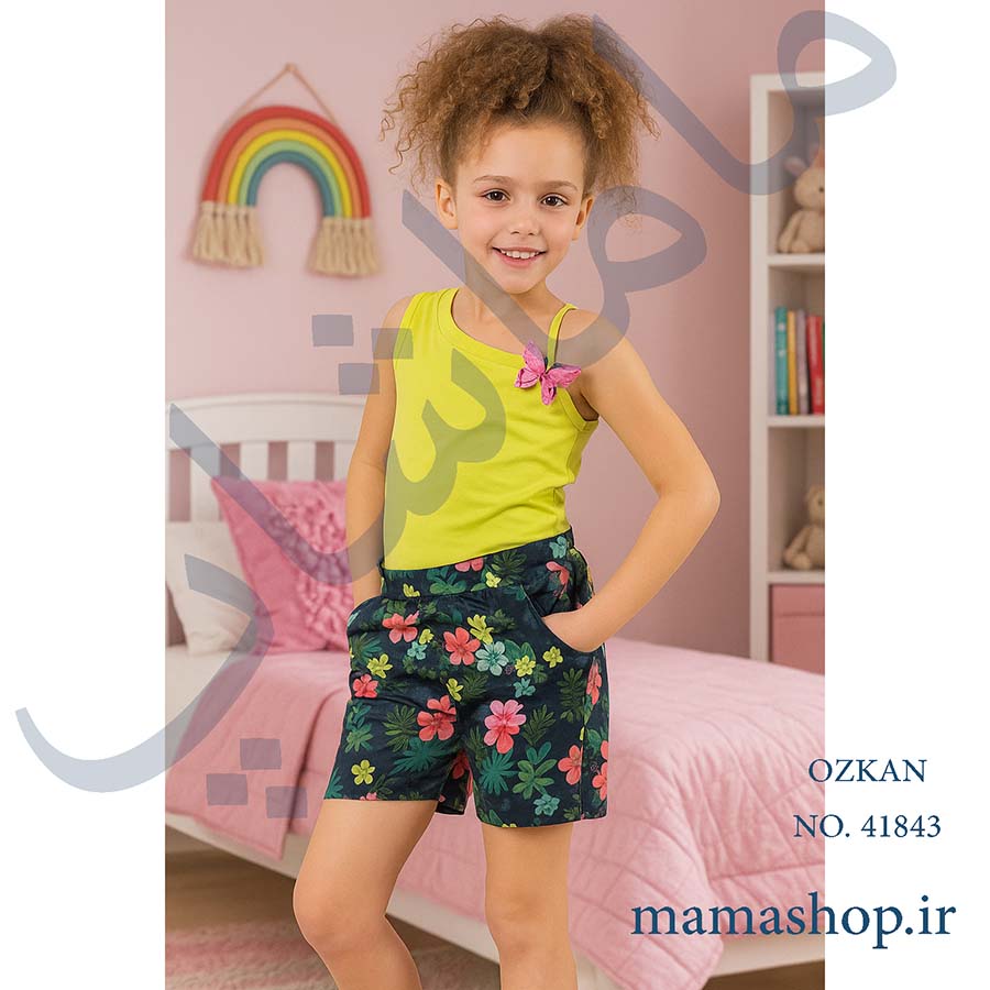 ست بلوز و شلوارک دخترانه نخ پنبه ضد حساسیت برند OZKAN کد 41843