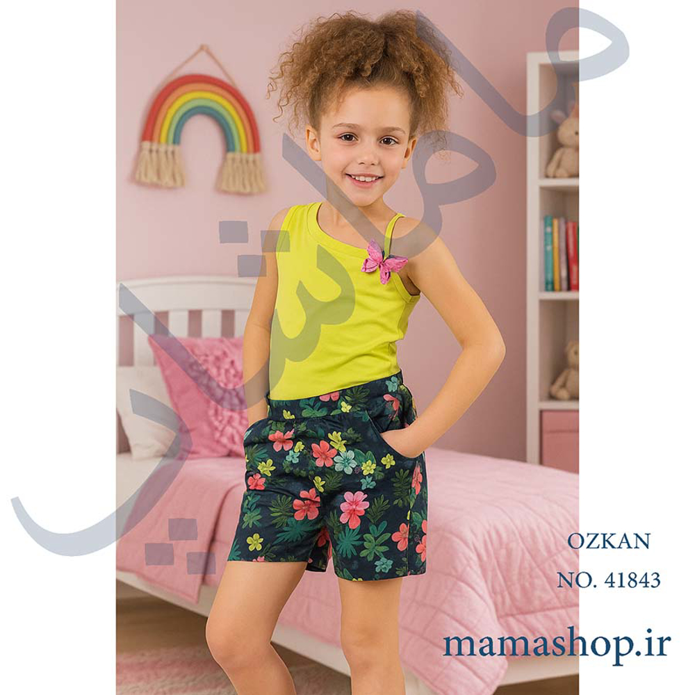 ست بلوز و شلوارک دخترانه نخ پنبه ضد حساسیت برند OZKAN کد 41843