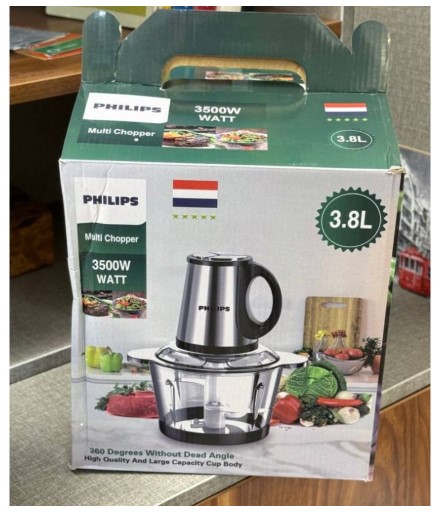 غذاساز و خردکن 4 تیغه 3.8 لیتری برند Philips کاسه پیرکس 3500 وات