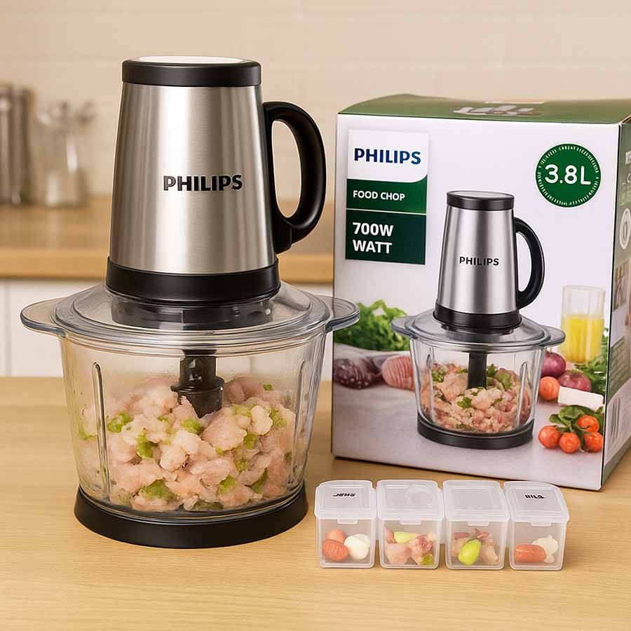 غذاساز و خردکن 4 تیغه 3.8 لیتری برند Philips کاسه پیرکس 3500 وات