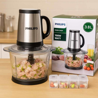 غذاساز و خردکن 4 تیغه 3.8 لیتری برند Philips کاسه پیرکس 3500 وات