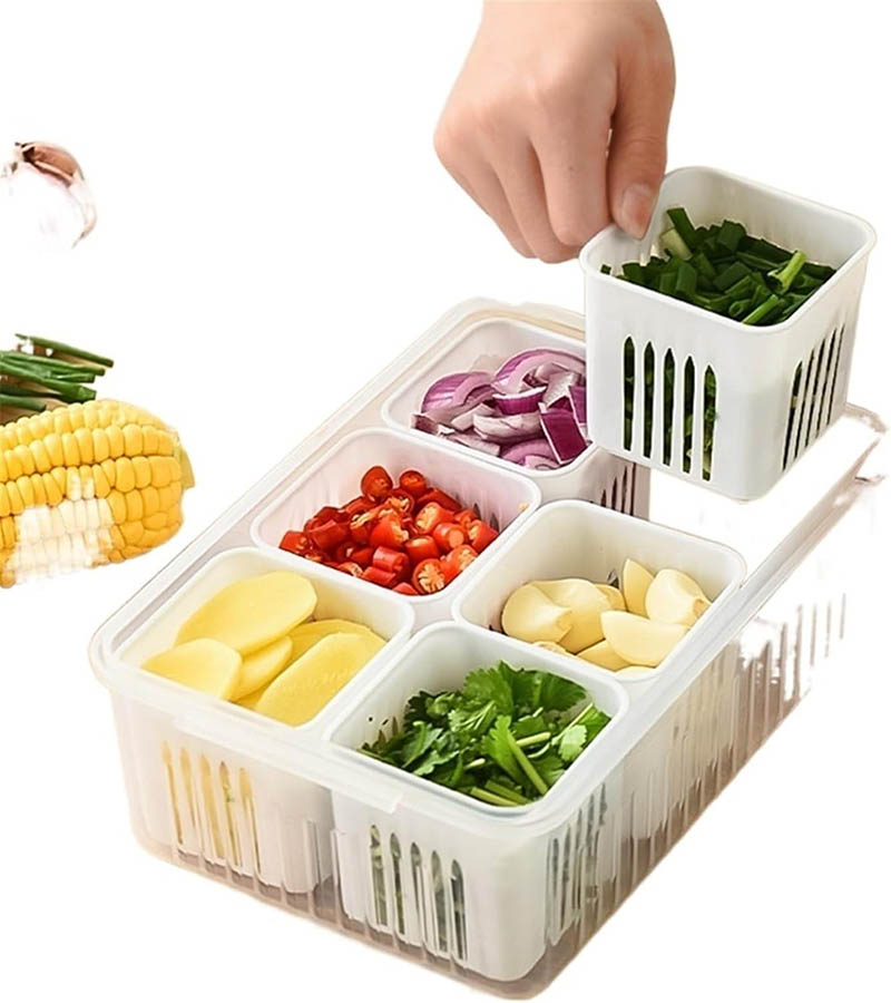 باکس نگهداری مواد غذایی اکریلیک درب چوبی هوفیلوس
