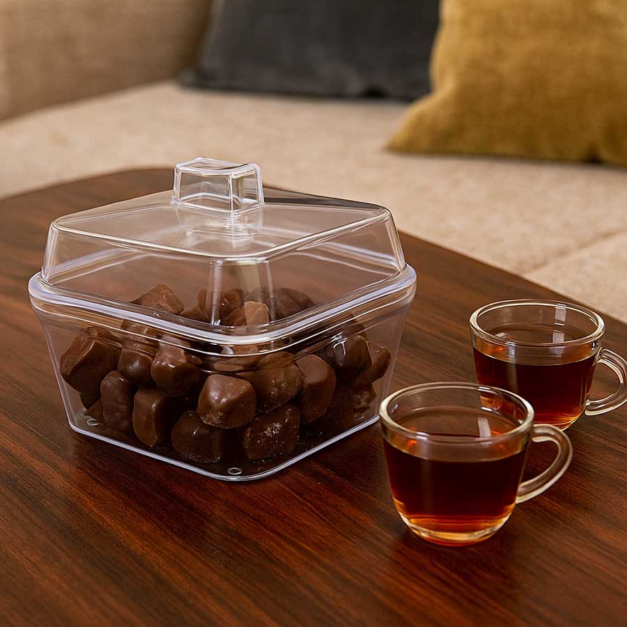 شکلات خوری و ظرف پذیرایی درب دار اکریلیک مانگو