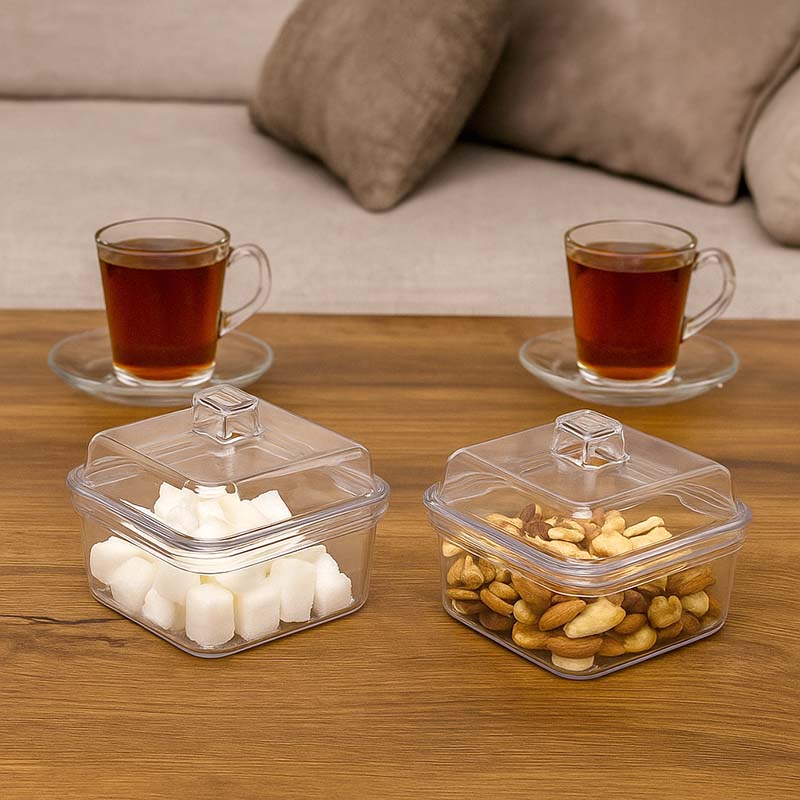اردوخوری و قندان اکریلیک درب دار بسته دو عددی