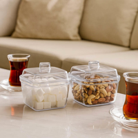 اردوخوری و قندان اکریلیک درب دار بسته دو عددی