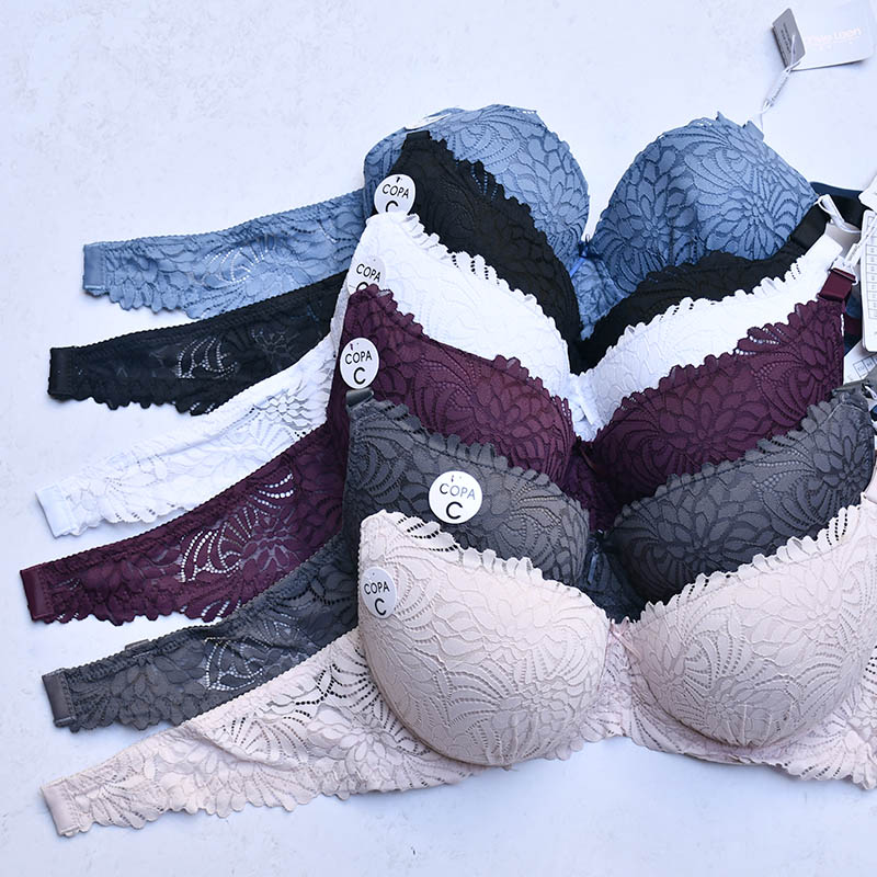 سوتین اسفنجی فنردار طرح گیپور سایز بزرگ کاپ C کد 2871