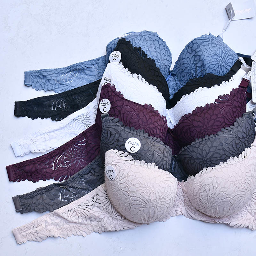 سوتین اسفنجی فنردار طرح گیپور سایز بزرگ کاپ C کد 2871