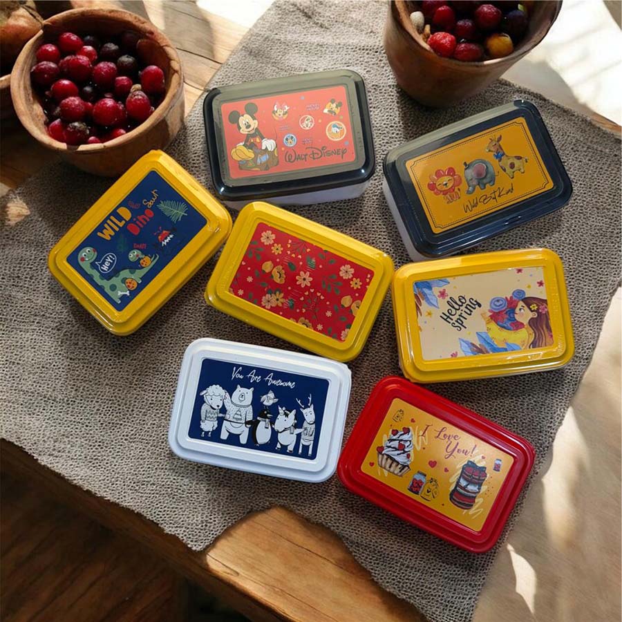 ظروف نگهدارنده مستطیلی 4 سایز Fresh Keeps درب رنگی