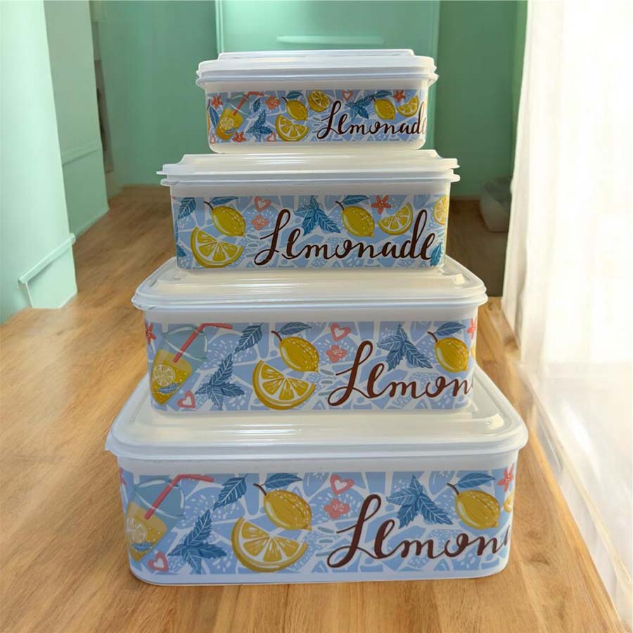 ظروف نگهدارنده مستطیلی 4 سایز Fresh Keeps طرحدار