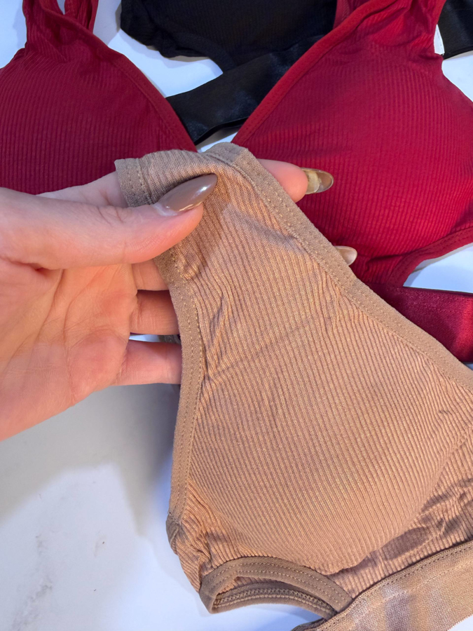 ست شورت و سوتین نخی اسفنجی طرح کبریتی کد 8819