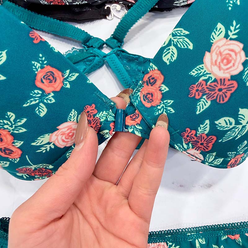 ست شورت و سوتین اسفنجی گلدار کاپ B برند Anatef کد 1595