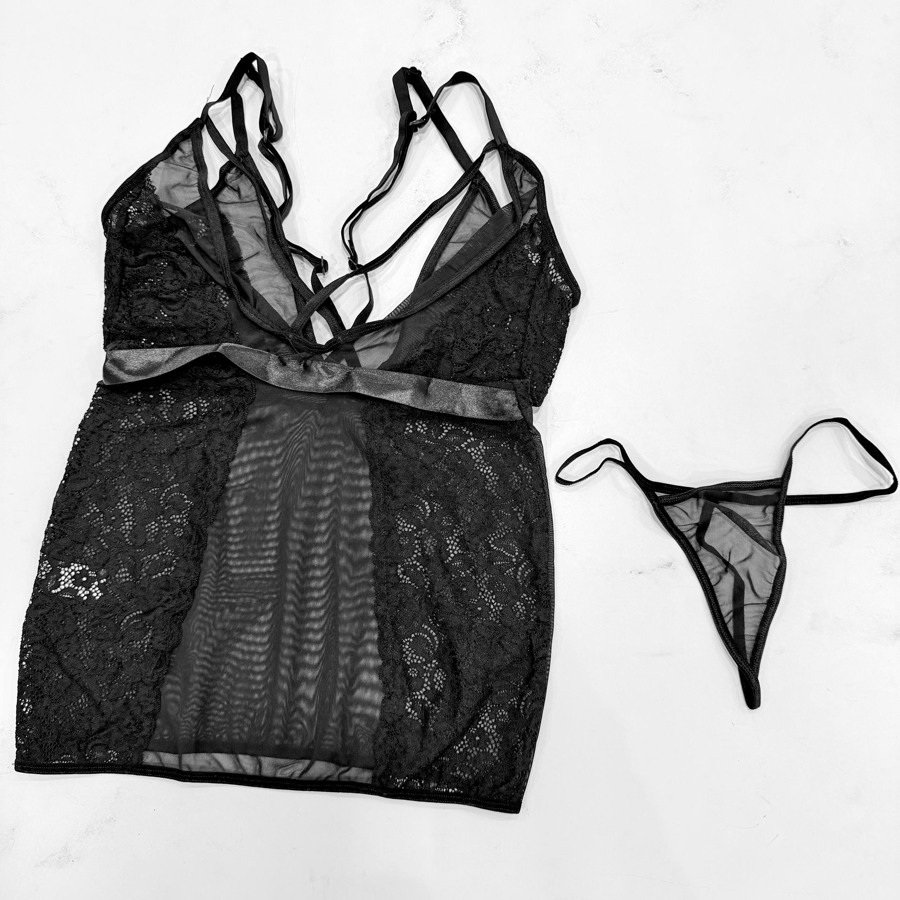 لباس خواب توری شیفون بدن نما کد 5059