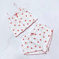 ست تاپ و شورتک زنانه کبریتی مدل توت فرنگی کد T1866