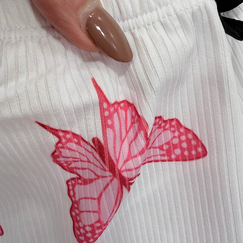 ست تاپ و شورتک زنانه کبریتی مدل پروانه کد T1870