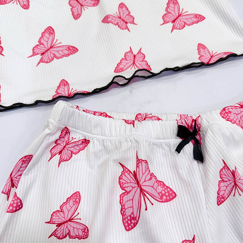 ست تاپ و شورتک زنانه کبریتی مدل پروانه کد T1870