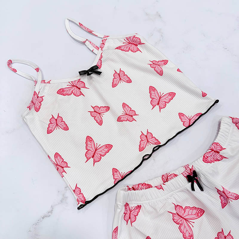 ست تاپ و شورتک زنانه کبریتی مدل پروانه کد T1870