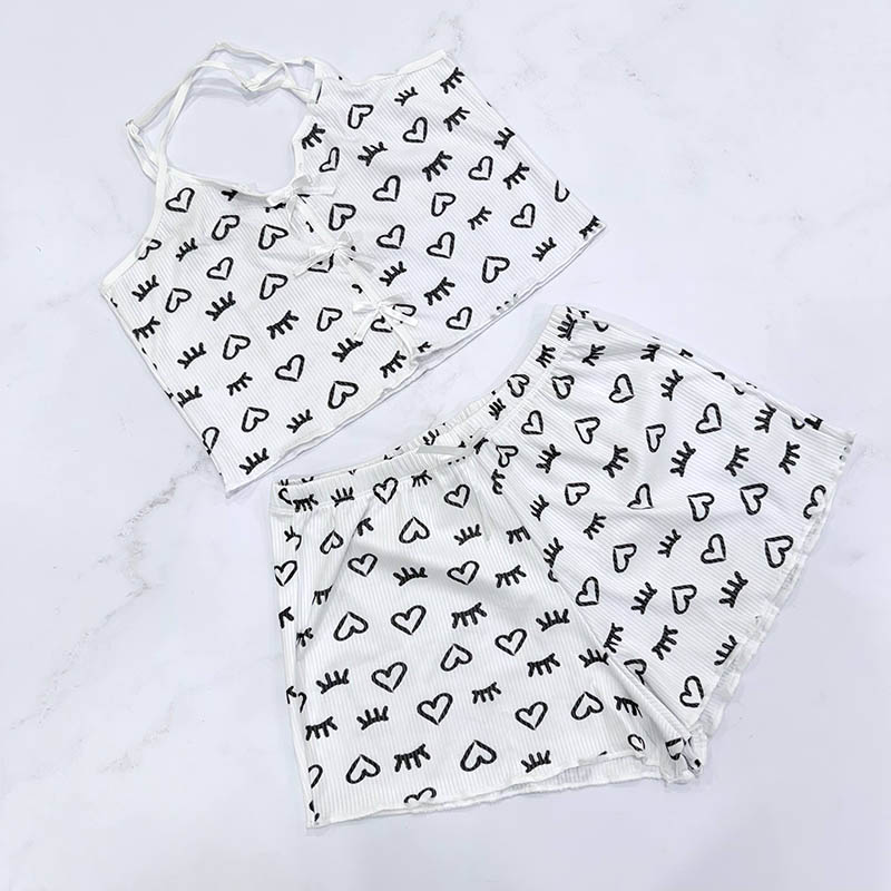 ست تاپ و شورتک زنانه کبریتی مدل چشمک کد T1867