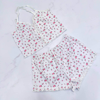 ست تاپ و شورتک زنانه کبریتی مدل رز صورتی کد T1862