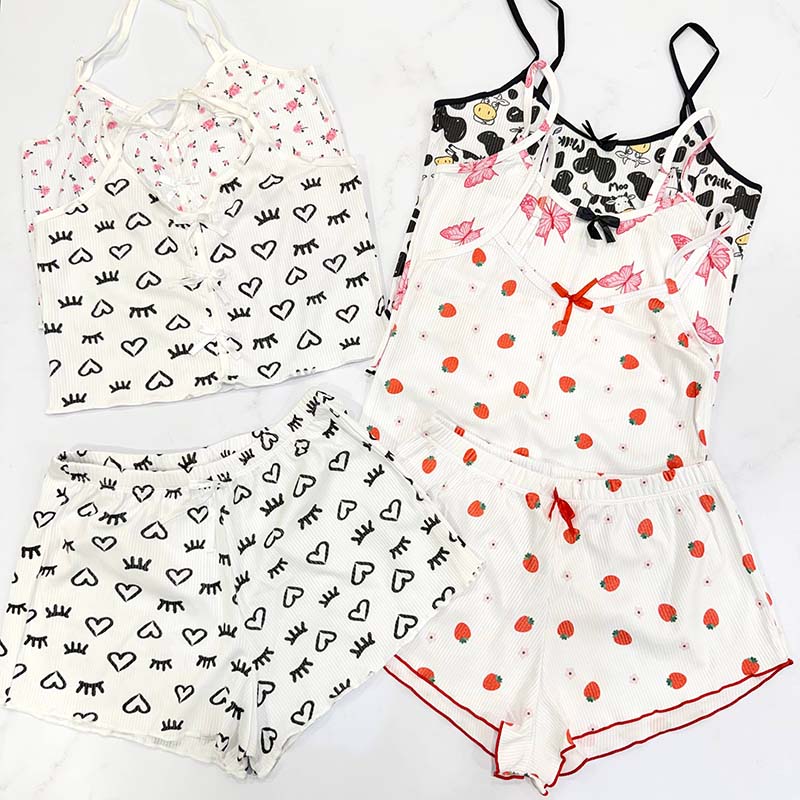 ست تاپ و شورتک زنانه کبریتی مدل چشمک کد T1867