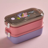 ظرف غذا داخل استیل 304 دو خانه (لانچ باکس) مناسب مدرسه و مهد و محل کار Y68