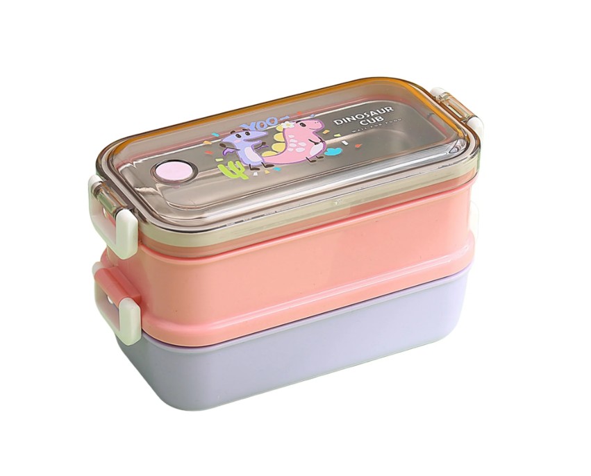 ظرف غذا داخل استیل 304 دو خانه (لانچ باکس) مناسب مدرسه و مهد و محل کار Y68