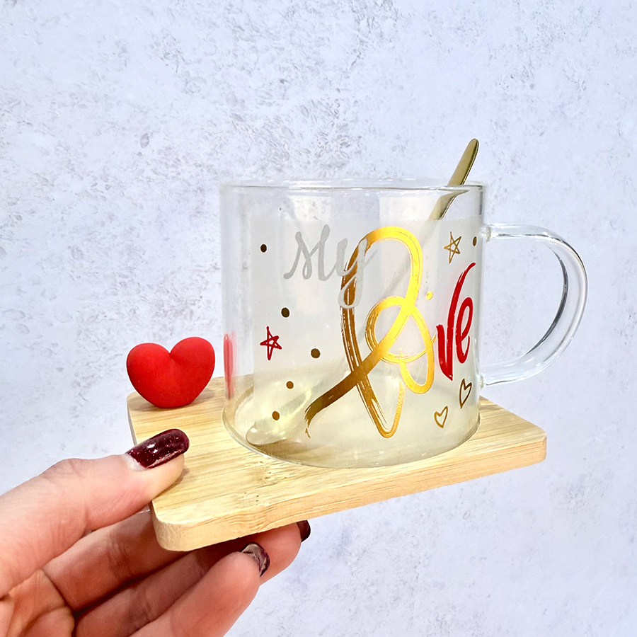 ماگ زیر چوبی بامبو قاشق دار مخصوص هدیه