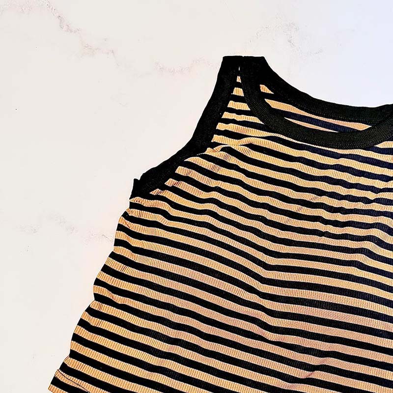 نیم‌ تنه کراپ زنانه وارداتی مدل راه راه کد 2381