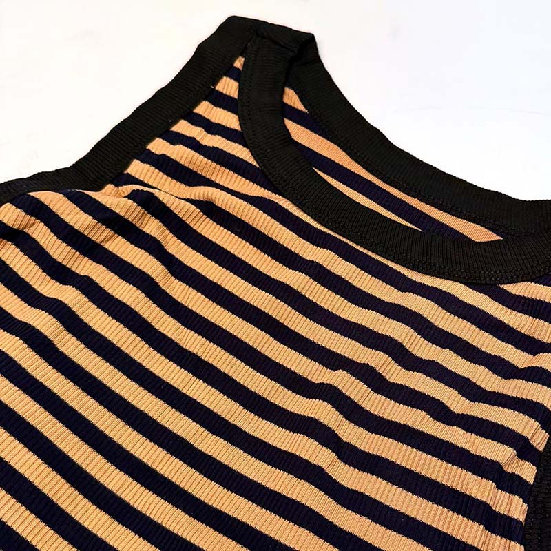 نیم‌ تنه کراپ زنانه وارداتی مدل راه راه کد 2381